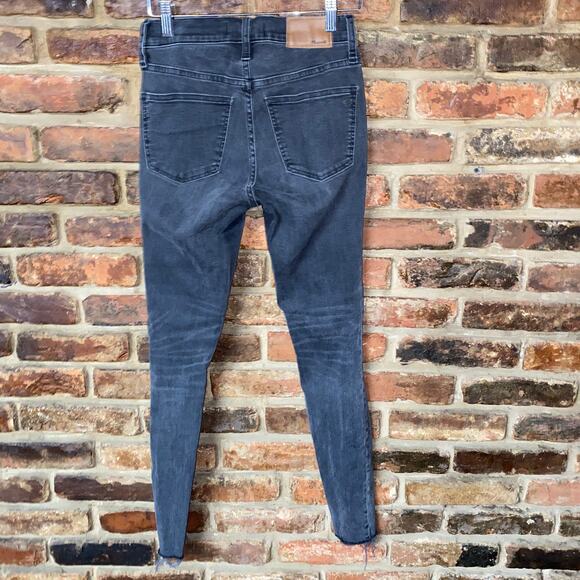 Madewell Black Wash Distressed Denim 9" High Rise Skinny Jeans Women's Size 24 - Picture 5 of 6